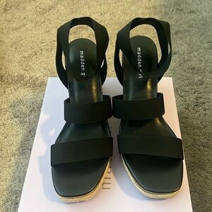Madden girl black cork screw sandals